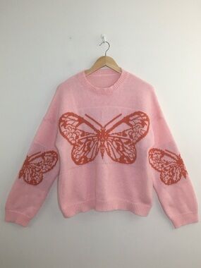 Pink Butterfly Knit Sweater